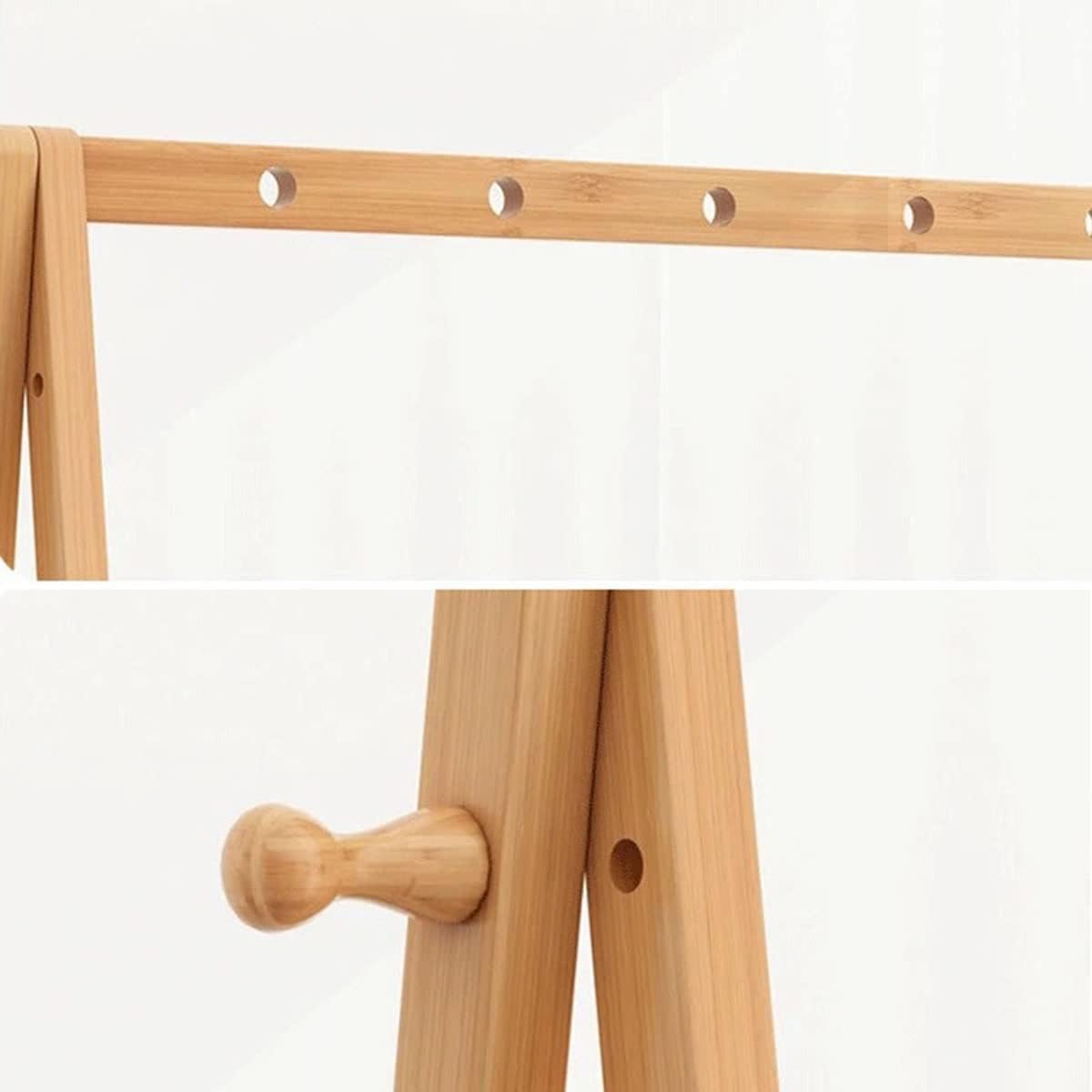 Bamboo Garment Rack Coat Clothes Hanging with 4-Tire Box Racks with Clothing Storage Organizer for Entryway and Bed Room/110Cm
