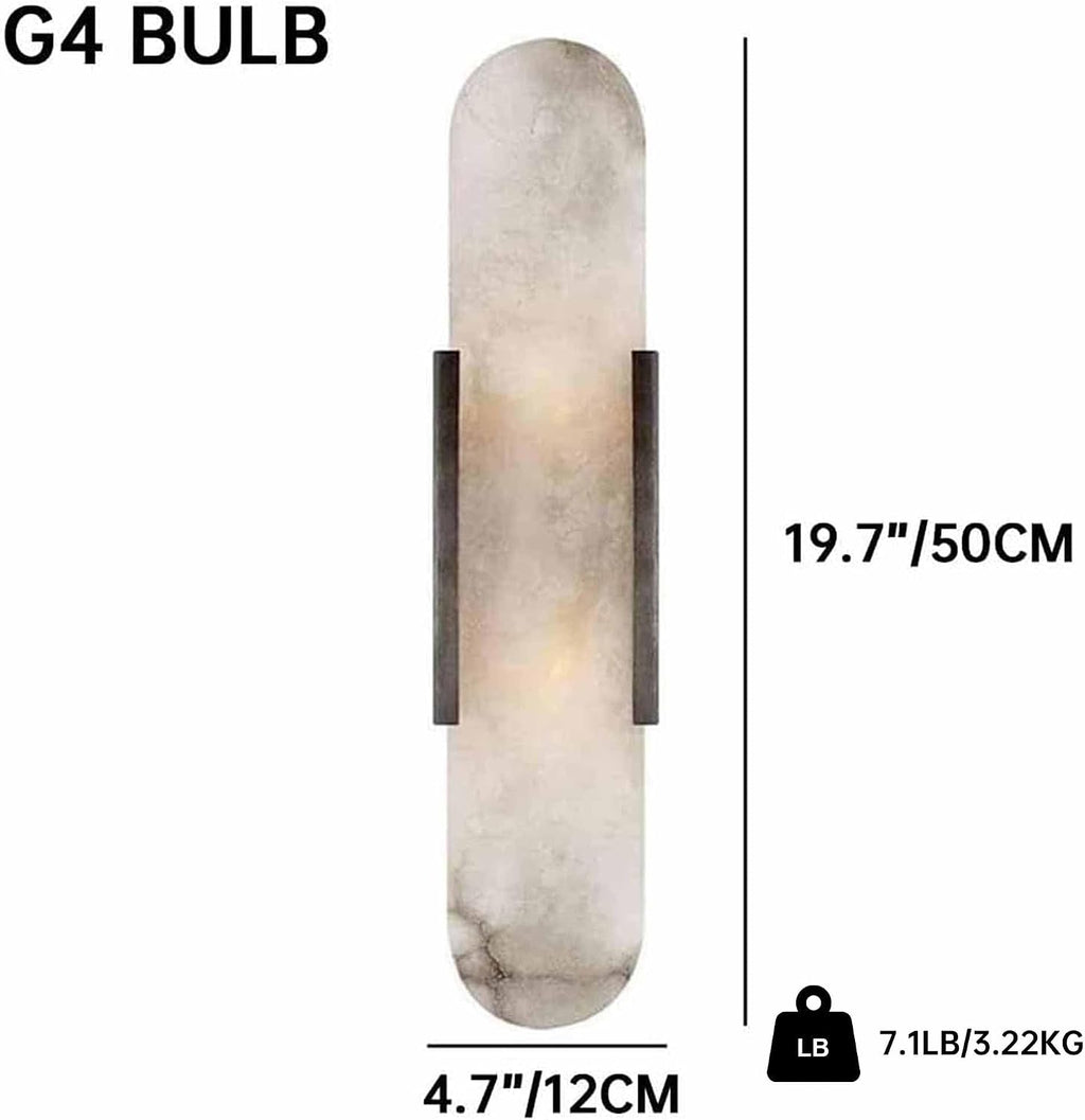 Natural Alabaster Wall Sconces Set of 2 Marble Wall Lamp Bathroom Vanity Light Fixtures Alabaster Sconce Lighting White Stone Wall Mount Lamp for Bedroom Living Room Hallway Stairs Kitchen