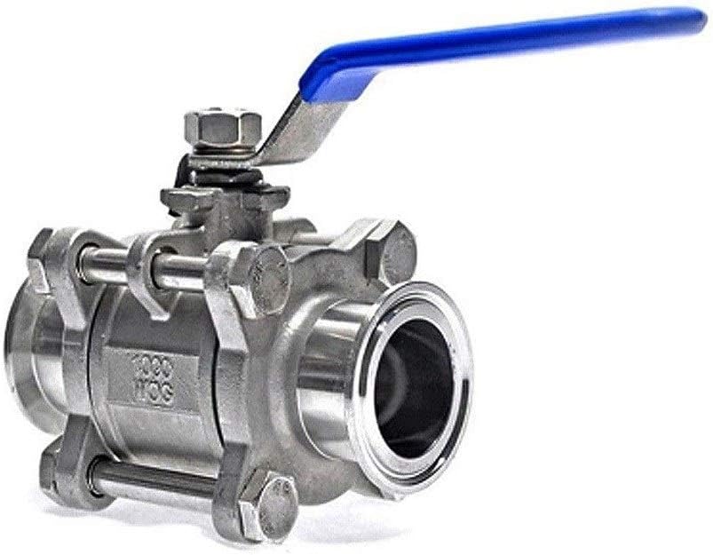 Garden Tap Connector Water Pipe Connectors, 1pcs 1/4',1/2',3/4',1' Stainless Steel 304 Sanitary Ball Valve,3 Three Piece 1.5' 50.5mm Tri Clamp Ferrule Type for Homebrew Diar(1 1/4')