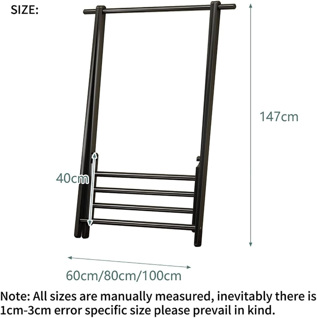 Bamboo Garment Rack, Foldable Hanging Clothes Rack, Space Saving Coat Stand, Storage Organizer Shelves