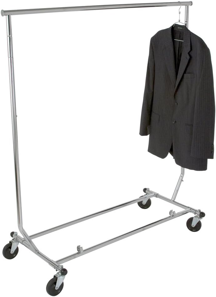 Heavy Duty Salesman's Rack - Collapsible Garment Rack - Round Tubing /Chrome