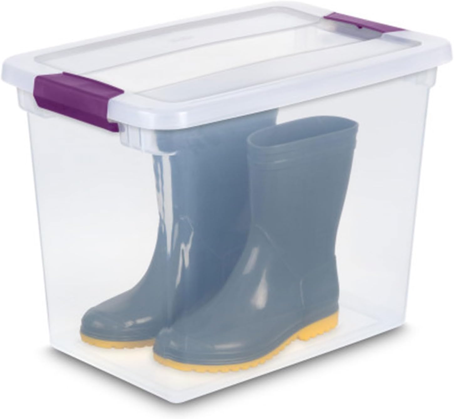 Sterilite 27 Quart ClearView Latch Box, Stackable Storage Bin with Latching Lid, Organize Clothes, Shoes in Closet, Clear Base and Lid, 18-Pack