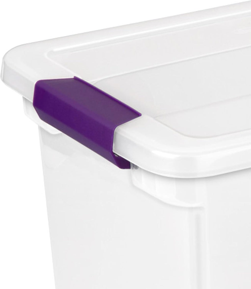 Sterilite 27 Quart ClearView Latch Box, Stackable Storage Bin with Latching Lid, Organize Clothes, Shoes in Closet, Clear Base and Lid, 18-Pack