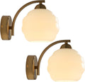 Gold Wall Sconces Set of 2 Modern Industrial Bathroom Vanity Sconces Wall Lighting Indoor Brushed Brass Wall Sconces Golden Globe Glass Wall Lamp for Bedroom, Living Room MCL13W-2 (2Pack)