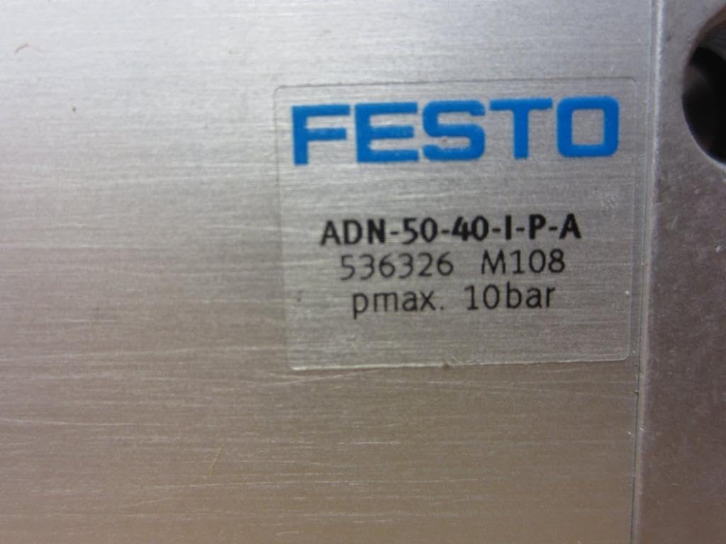 FESTO ADN-50-40-I-P-A (536326), 0.6 TO 10 BAR, 40 MM STROKE, 50 MM BORE, COMPACT, DOUBLE-ACTING, ELASTIC CUSHIONING RINGS/PADS AT BOTH ENDS, G1/8 PNEUMATIC CONNECTION, M10 ROD THREAD, PNEUMATIC CYLIND