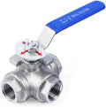 Garden Tap Connector Water Pipe Connectors, Stainless Steel 3-Way Ball Valve,T-Type L-Type 1/4' 3/8' 1/2' 3/4' 1' DN8- DN50 BSPT Female Thread Ball Valvees,1(T Type,DN10)
