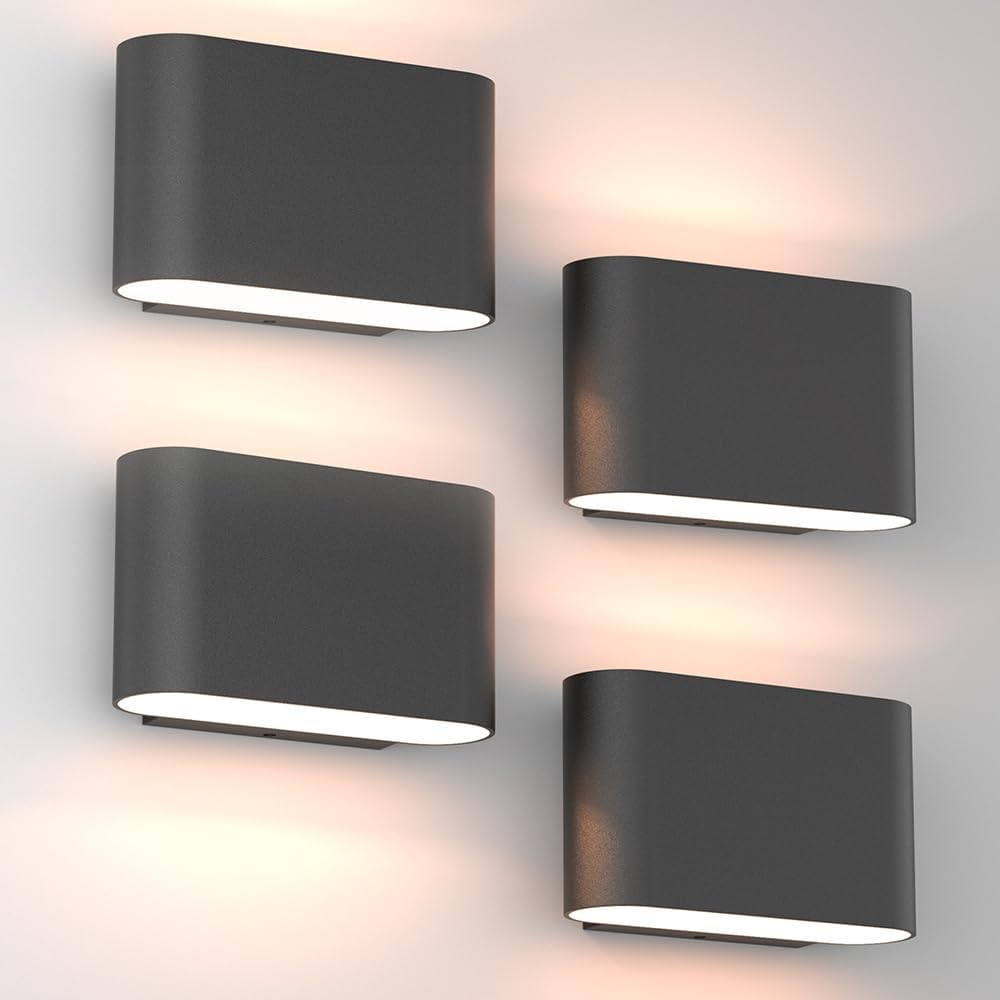 Aipsun Black Modern LED Wall Sconces 4 Packs Indoor Wall Lights Hardwired Up and Down Wall Mount Light for Living Room Bedroom Hallway Corridor Conservatory Warm White 3000K(with G9 Bulbs)