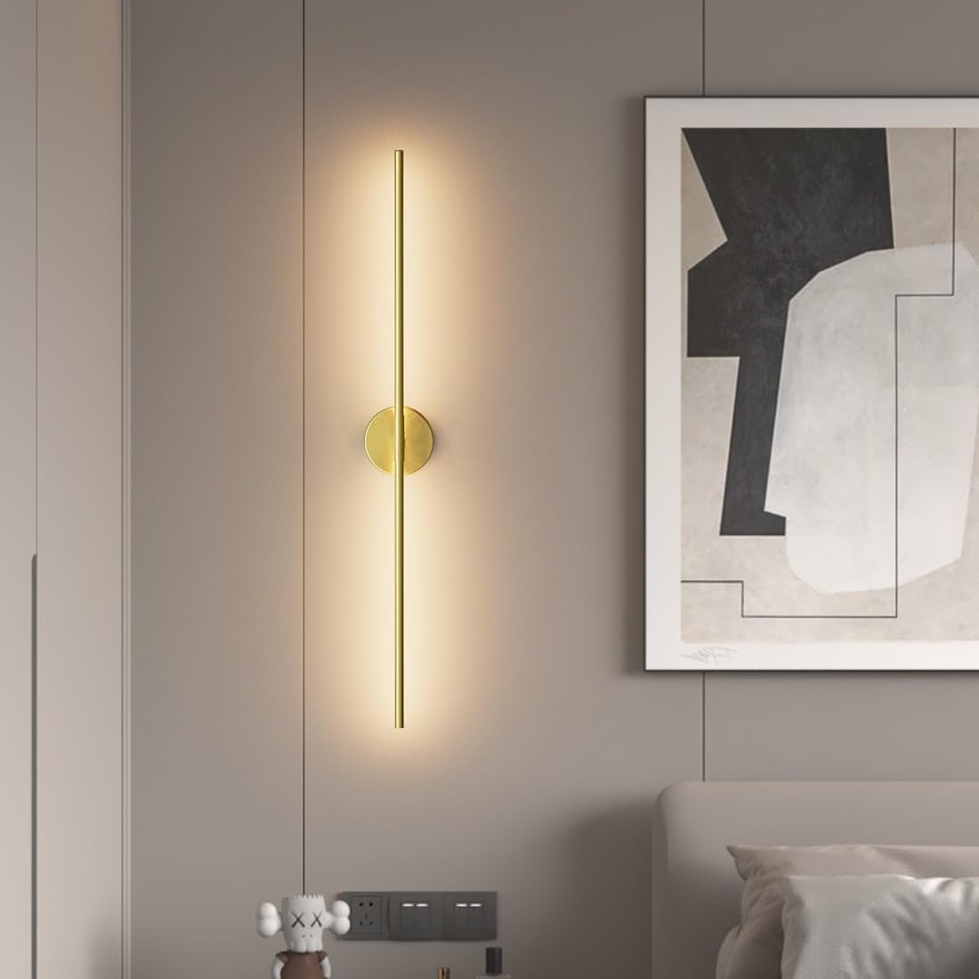 40Inch Hardwired Gold Wall Sconces Set of Two,360° Rotate Modern Linear Wall Light 30W Gold Vanity Light 3000K for Bathroom, Living Room(2 Pack)