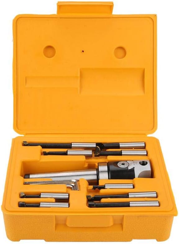 Boring Head Set for CNC Lathe Process MT4-M16 Arbor Adapter + 50mm Boring Head + 9pcs Boring Bar + 3Pcs Wrench