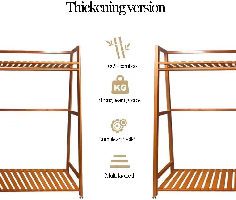Bamboo Clothes Rack Stand with Hanging Rod Freestanding Coat Garment nizer for Bedroom and Hallway Trapezoid Structure Clothing Hanger Storage Solution