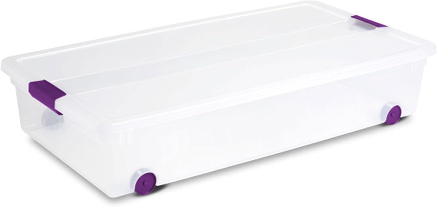 Sterilite 16-Pack 60 Quart ClearView Latch Box, Wheeled Underbed Organizer Bins with Latching Lids - Clear Plastic Organization Containers for Closet, Bedroom, Shelving Units and Everyday Home Storage