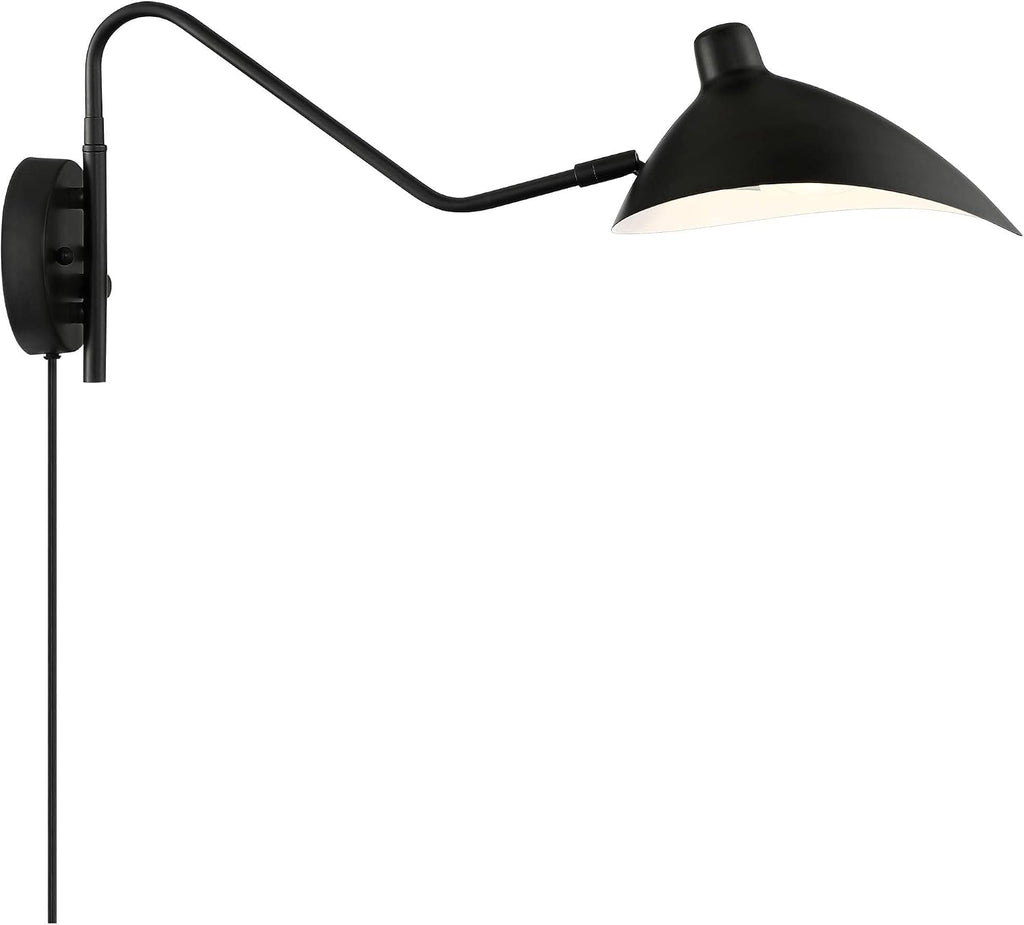 360 Lighting Colborne Modern Swing Arm Wall Lamps Set of 2 Black Plug-in Light Fixture Up Down Swivel Metal Shade for Bedroom Bedside Living Room Reading House