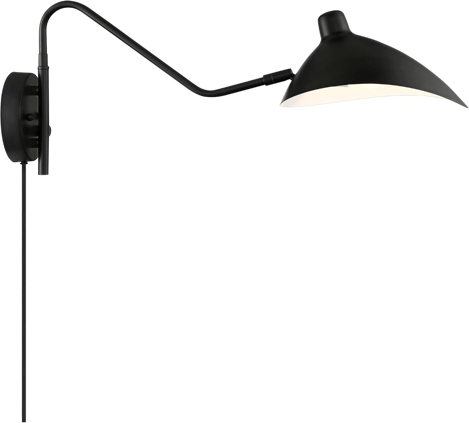 360 Lighting Colborne Modern Swing Arm Wall Lamps Set of 2 Black Plug-in Light Fixture Up Down Swivel Metal Shade for Bedroom Bedside Living Room Reading House
