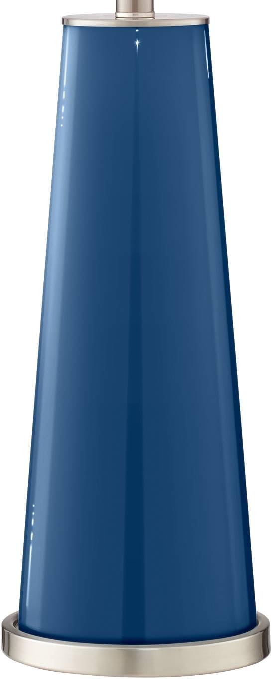Color + Plus Leo Modern Table Lamps 29 1/2' Tall Set of 2 Regatta Blue Glass Tapered Column Plain White Drum Shade Decor for Bedroom Living Room House Home Bedside Nightstand Office Family