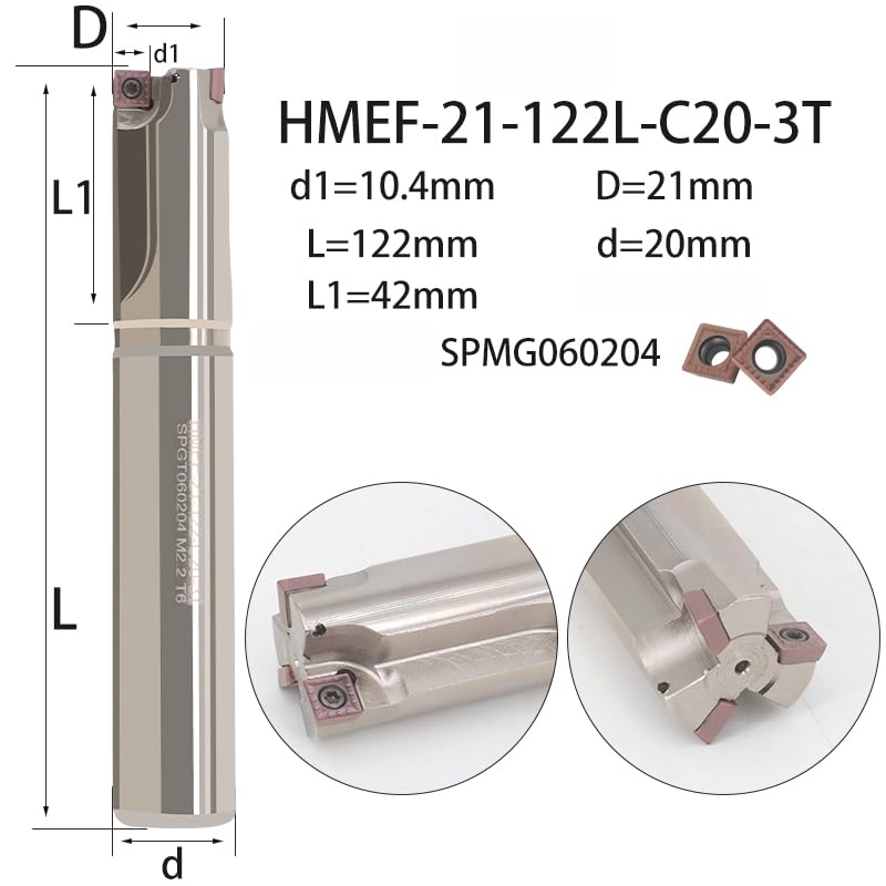 1pc HMEF Countersink Drill Head Milling Cutter Holder CNC Shank Rough Boring Bar Rod Tools Inserts SPMG HMEF-14-108-C12-1T(HMEF-21-122-C20-3T)