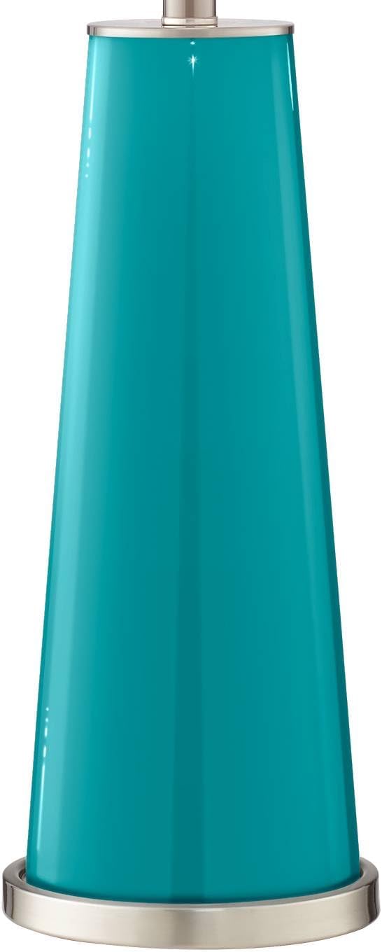 Color + Plus Leo 29 1/2' Tall Modern Coastal End Table Lamps Set of 2 Surfer Blue Finish Glass Fabric White Shade Living Room Bedroom Bedside Nightstand House Office Home Reading Kitchen Entryway