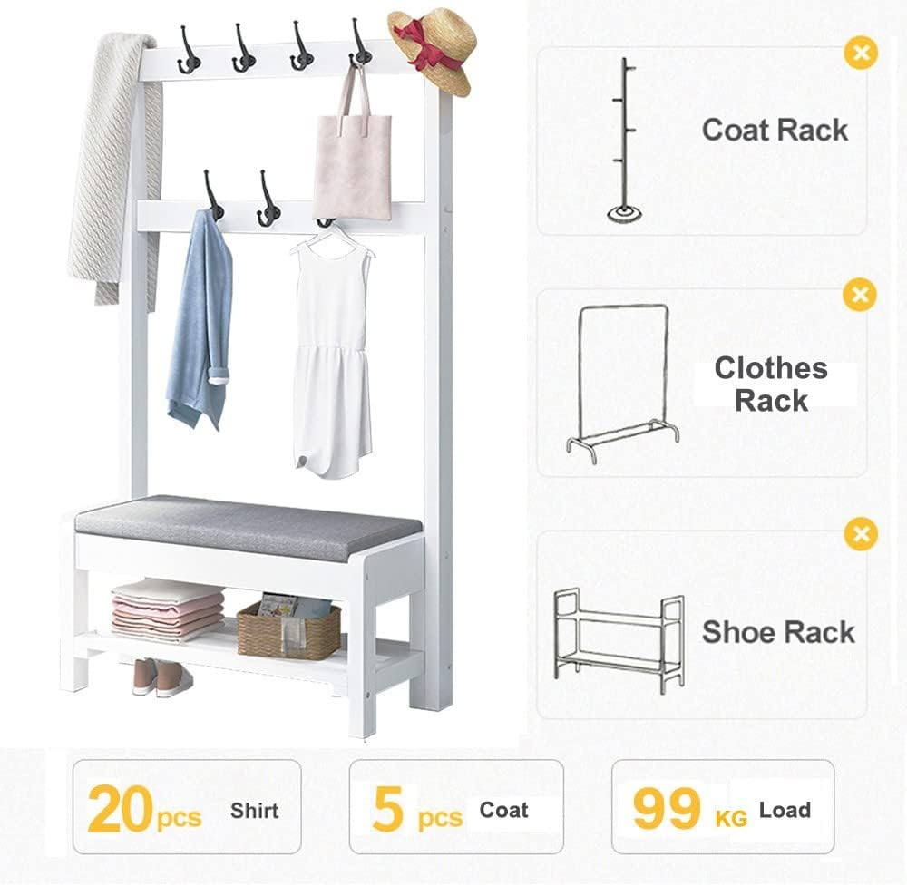 Bamboo Garment Rack, Portable Coat Rack with Bench, for Hanging Clothes, for Hallway Entryway/70 * 30 * 165Cm (90*30*165cm )