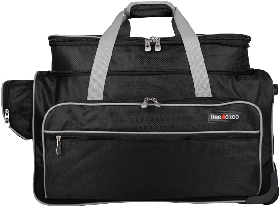 Dance Bag with Garment Rack,23inch Dance Competition Garment Bags with Clothes Rack,Suitcase,Rolling Duffle for Travel, Wheeled Drop-Bottom Upright Luggage Closet Suitcase(Expand-Grey)