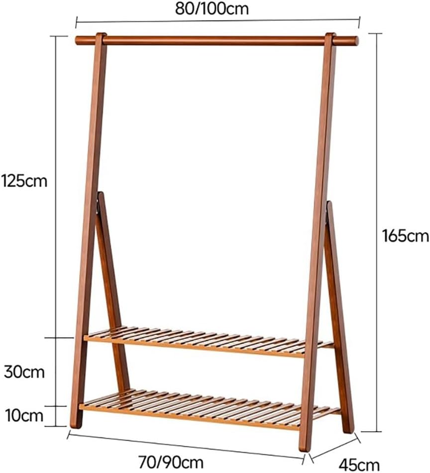 Bamboo Clothes Rail for Bedroom Storage Open Wardrobe with 2 Shelves Versatile Garment Rack for Hanging Clothes Towels Shoes & Boxes Space Saving nizer