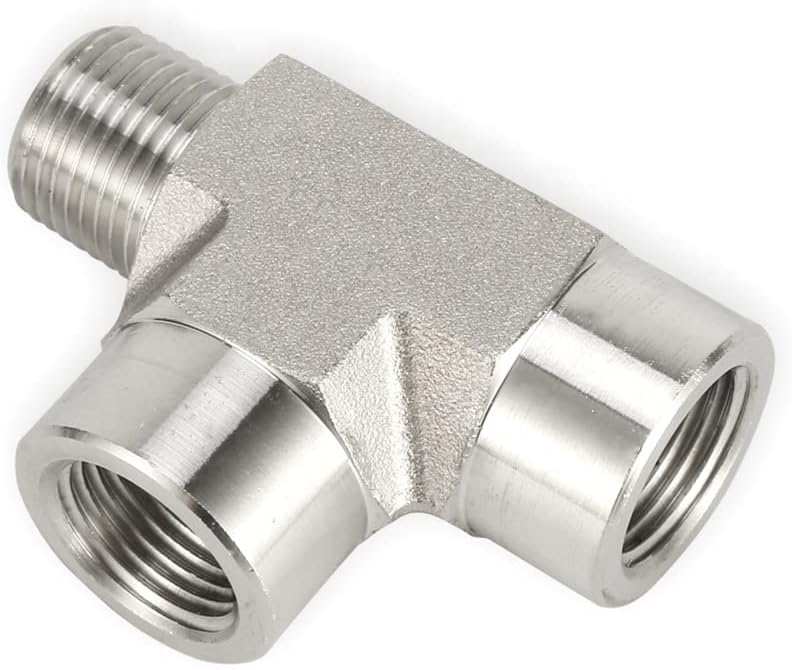 Hose Adapter,Tap Connector,NPT BSP to Male 1/8 1/4 3/8 1/2 3/4 1 inch 3000psig BSPT 316 Stainless Steel Pipe Fitting Connector-Female Street Tee(Female 1,Pipe Thread - NPT)