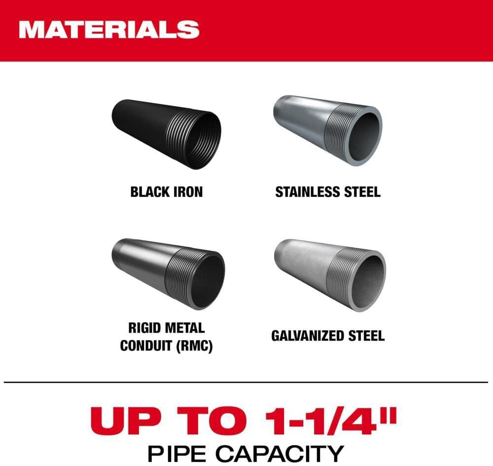 Milwaukee r M18 FUEL Compact Pipe Threader ONE KEY with 1/2inch - 1 1/4inch Die Heads + TPT Premium cart technicpinnacle