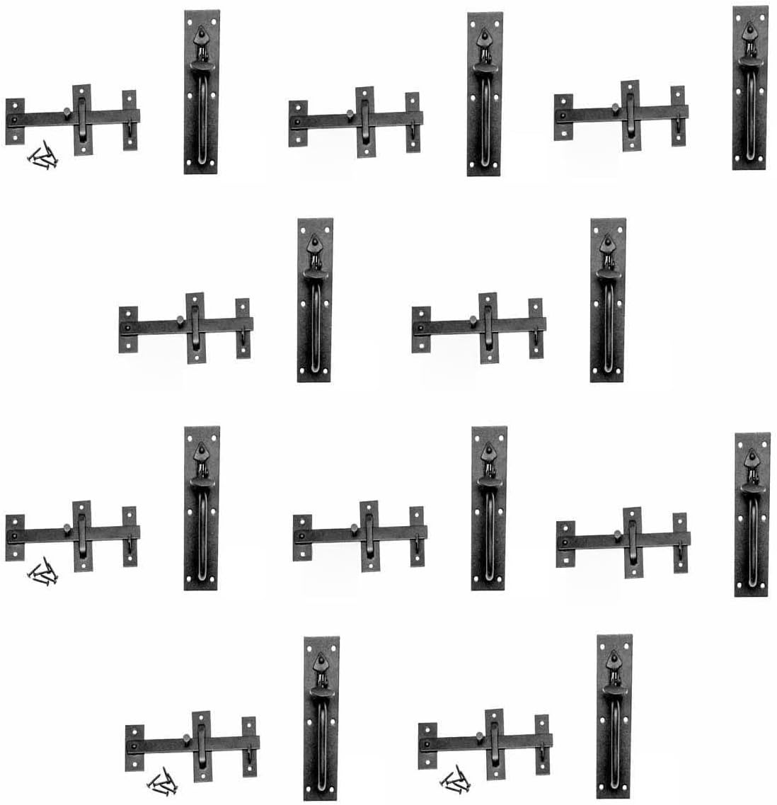 Renovators Supply Manufacturing Black Iron Norfolk Thumb Door Latches Traditional 7' H Suffolk Thumb Gate Or Door Latches Black Powder Coated Two Sided Colonial Locks With Mounting Hardware Pack Of 10