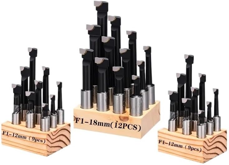 F1 Boring Hole Boring Bar Set Tungsten Carbide Bar Boring Head MT3 MT4 R8 BT NT Boring Bar Set Boring Device F1 Boring Tool(F1-18mm(12PCS))