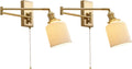 Vintage Antique Brass Wall Sconces Set of Two Gold Modern Farmhouse Wall Lighting Indoor Wall Mount Swing Arm Lamps with Pull Chain Bathroom Sconces Set of 2 Milk Glass Wall Lights MWL14C-2