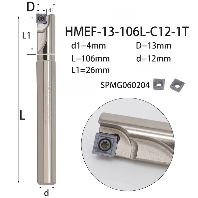 1pc HMEF Countersink Drill Head Milling Cutter Holder CNC Shank Rough Boring Bar Rod Tools Inserts SPMG HMEF-14-108-C12-1T(HMEF-13-106-C12-1T)