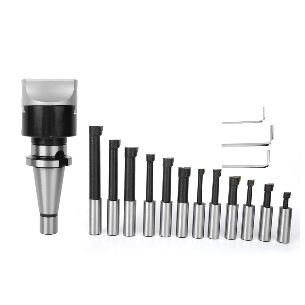 High Quality 40CR Boring Head Set, CNC Milling Tools Kit, F1‑18 Boring Bar, 75mm Diameter, with Storage Box, Metric System, Long Service Life, for Boring and Milling Machines (NT40-F1-18-12PCS)