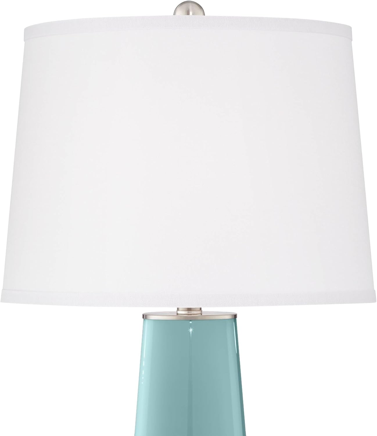 Color + Plus Leo 29 1/2' Tall Cylinder Modern Coastal End Table Lamps Set of 2 Raindrop Blue Brushed Nickel Finish Glass White Shade Living Room Bedroom Bedside Nightstand House Office Home Reading
