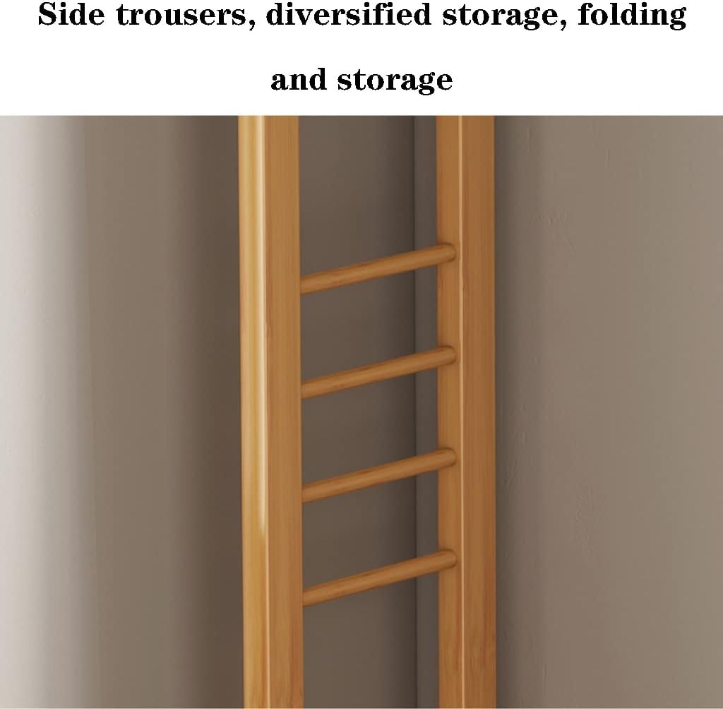 Coat Tree Freestanding Bamboo Wood Garment Rack, Corner Clothes Hanging Rack, 50 * 36 * 162cm, Space Saver (Khaki)
