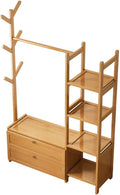 HomeLava Bamboo Garment Rack Heavy Duty Clothes Rack with Drawers Shelves and Side Hook, Clothing Rack for Entry Bedroom (Natural, 31.5'')