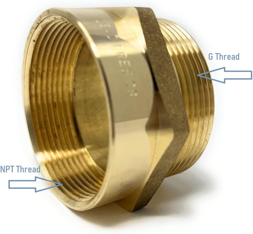 Cascada Lead-Free Brass Adapter, G Thread British BSPP Male to NPT Female (2' x 2' (2 Pieces))