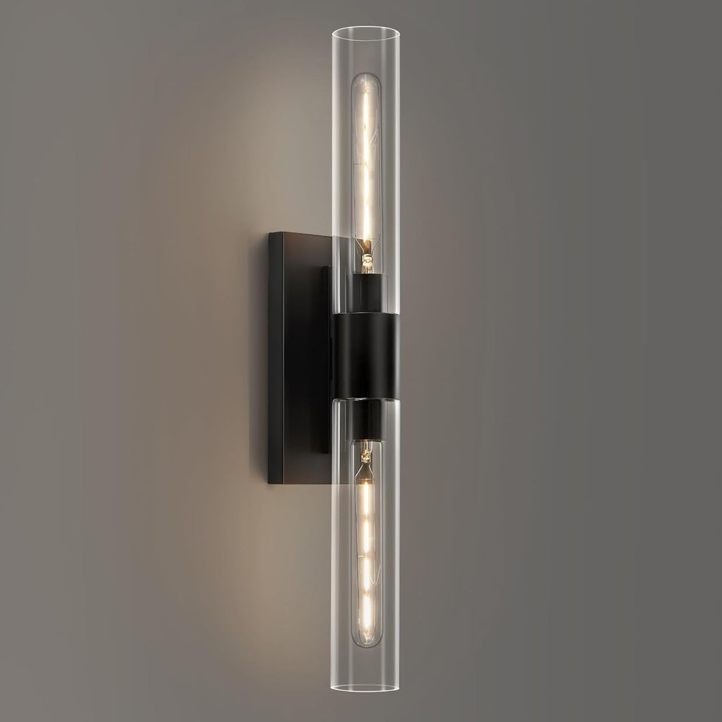 24.8' L Wall Sconces 2-Lights Black Wall Lights Fixtures Morden Cylinder Wall Light for Bathroom Vanity Light Indoor Wall Mounted Lamps for Living Room,Bedroom,Hallway