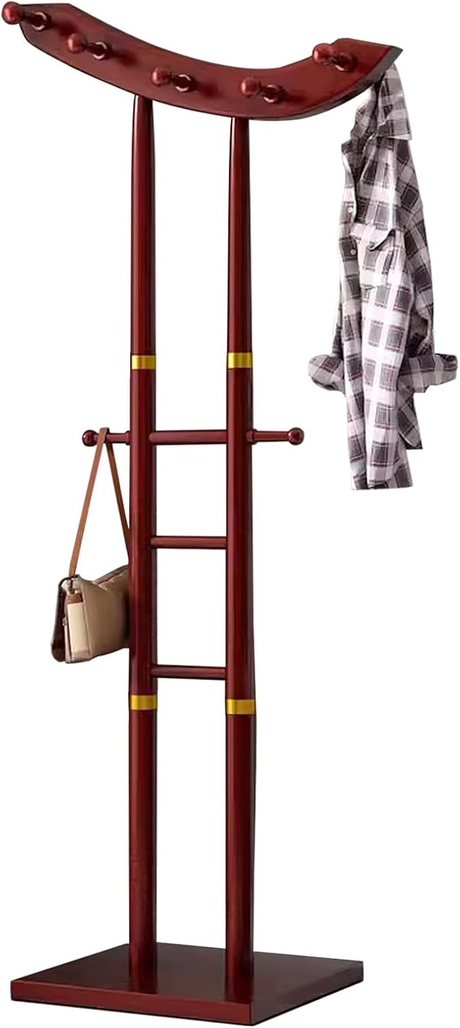 Clothing Rack Bamboo Garment Rack Coat Rack Multifunctional Clothing Racks for Hanging Clothes Bedroom, Clothing Organizer Hat Tree with 12 Hooks