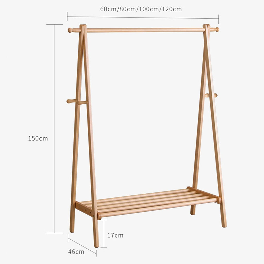 Bamboo Garment Rack Wood Garment Coat Clothes Hanging Heavy Duty Rack,Free Standing Coat Hanger Closet Organizer Storage Shelf for Hall Living Room Bedroom Office