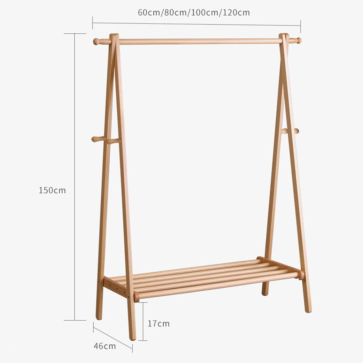 Bamboo Garment Rack Wood Garment Coat Clothes Hanging Heavy Duty Rack,Free Standing Coat Hanger Closet Organizer Storage Shelf for Hall Living Room Bedroom Office