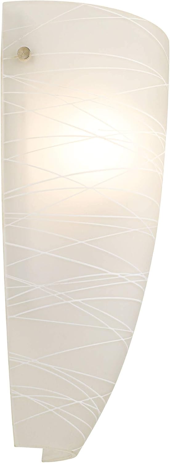 Possini Euro Design Isola Modern Wall Sconces Set of 2 White Striped Glass Pocket Hardwired 13 1/4' High Light Fixtures for Bedroom Bathroom Bedside Living Room Home Hallway Dining Kitchen Decor