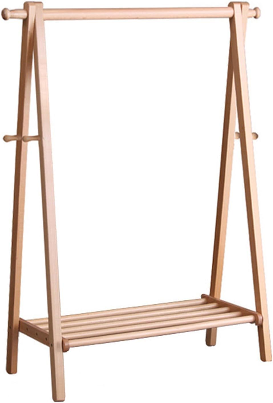 Bamboo Garment Rack Wood Garment Coat Clothes Hanging Heavy Duty Rack,Free Standing Coat Hanger Closet Organizer Storage Shelf for Hall Living Room Bedroom Office