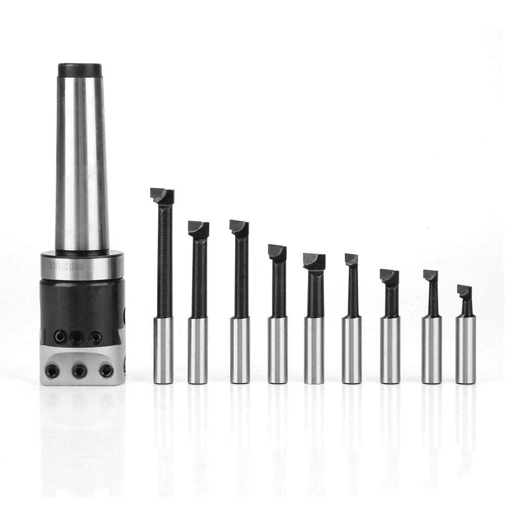 FTVOGUE MT4-M16 Arbor Adapter Taper Shank F1-12 50mm Boring Head with 9pcs 12mm Boring Bar Set for Boring Hole End Facing, Hole Cutting,Boring Set