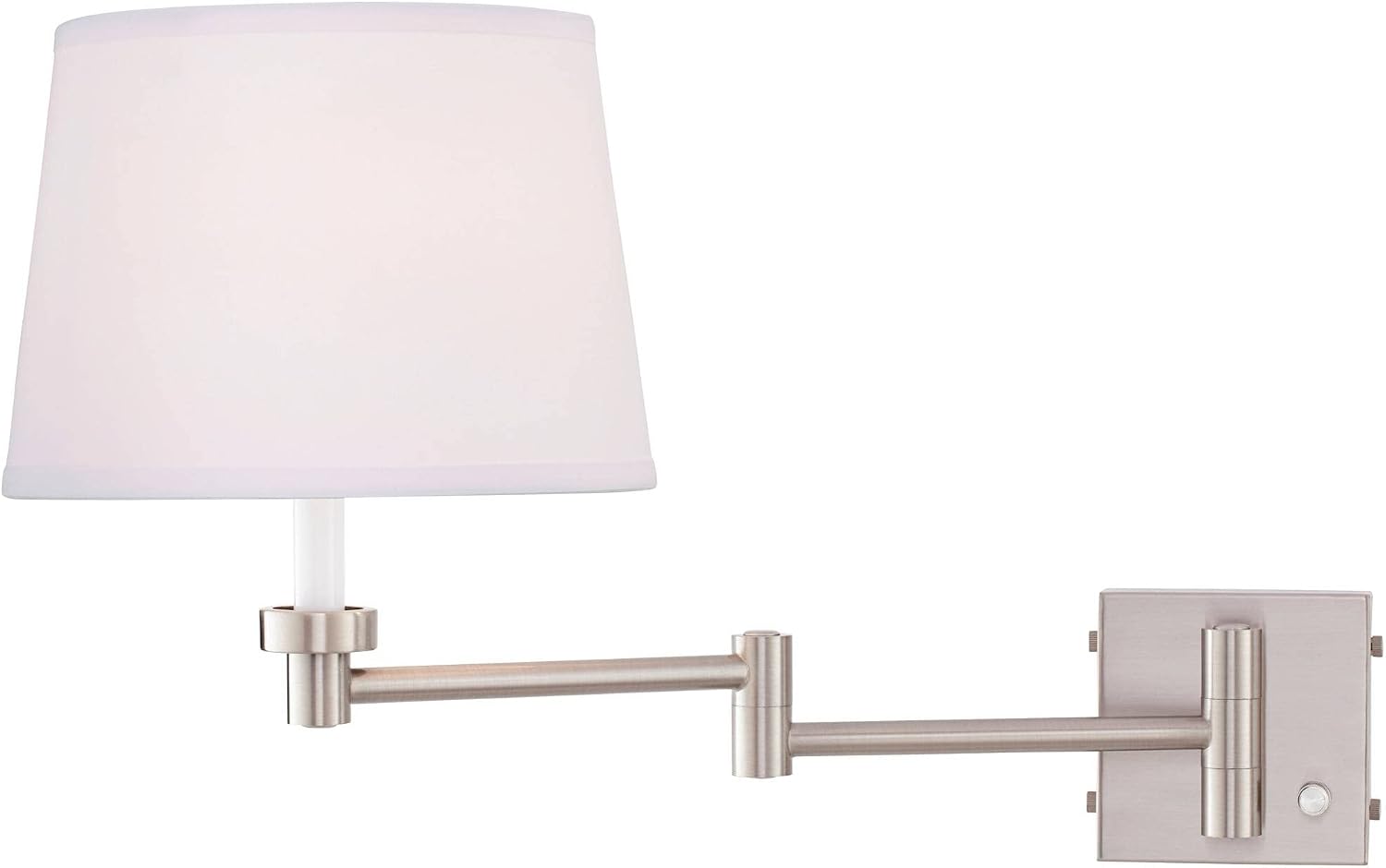 360 Lighting Vero Modern Swing Arm Wall Lamps Set of 2 with USB Charging Port Brushed Nickel Plug-in Light Fixture White Hardback Drum Shade for Bedroom Bedside Living Room Reading House