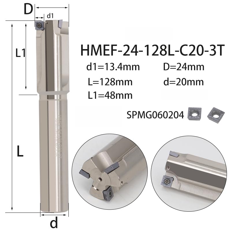 1pc HMEF Countersink Drill Head Milling Cutter Holder CNC Shank Rough Boring Bar Rod Tools Inserts SPMG HMEF-14-108-C12-1T(HMEF-24-128-C20-3T)