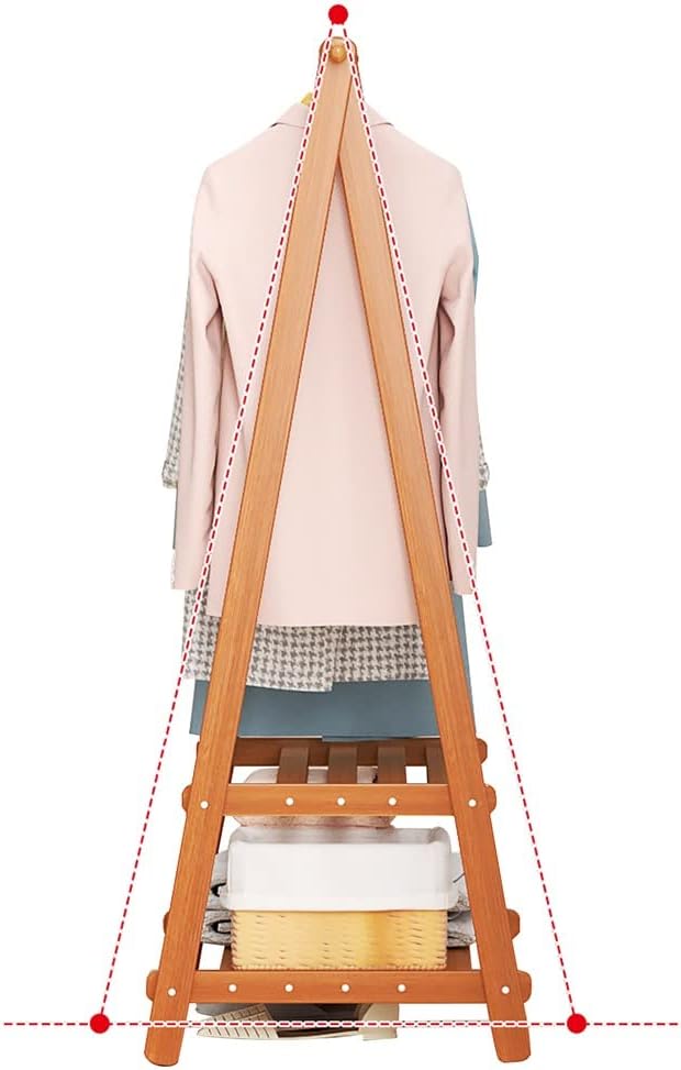 Heavy Duty 2-Tier Bamboo Clothing Rack with Coat Stand & Shoe nizer - Stylish Wardrobe Stora for Hanging Clothes, Garment nizer for Home & Closet