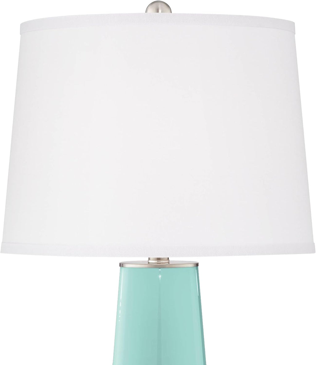 Color + Plus Leo 29 1/2' Cay Blue Glass Table Lamps Set of 2