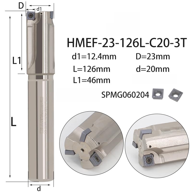 1pc HMEF Countersink Drill Head Milling Cutter Holder CNC Shank Rough Boring Bar Rod Tools Inserts SPMG HMEF-14-108-C12-1T(HMEF-23-126-C20-3T)