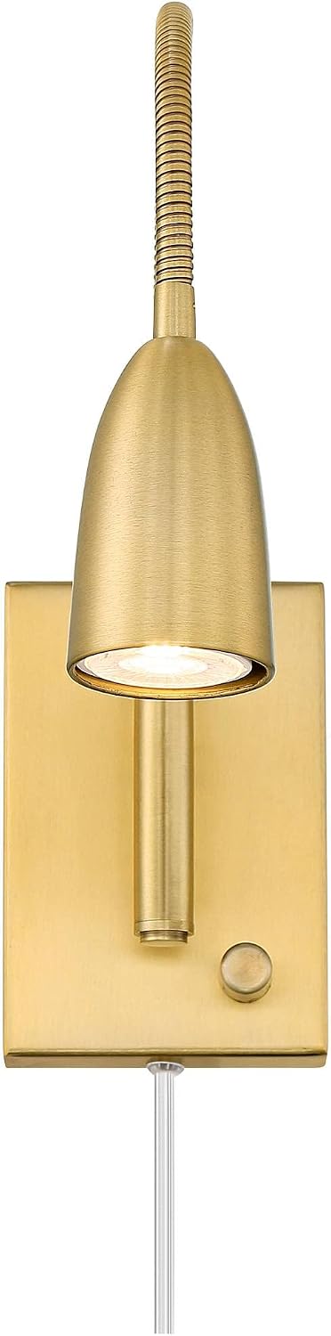 360 Lighting Lido Modern Reading Wall Lamps Set of 2 Warm Gold Metal Plug-in LED Adjustable Gooseneck Arm for Bedroom Bathroom Vanity Living Room Home Hallway Dining Family Kitchen House