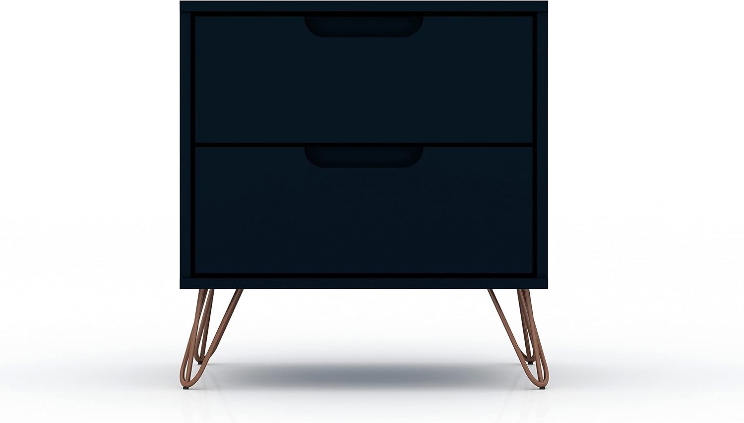 Manhattan Comfort Rockefeller Nightstands Set of 2, Mid Century Modern Bedside Table with Drawers, Minimalist Display and Storage Organizer, Ideal for Bedroom and Living Room, Blue