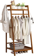 Floor-Standing Solid Wood Rotating Coat Rack，Freestanding Bamboo Clothes Rack with Hanging Rod - Sturdy Trapezoid Design for Bedroom, Hallway & Open Wardrobe - Stylish Garment Storage Organi