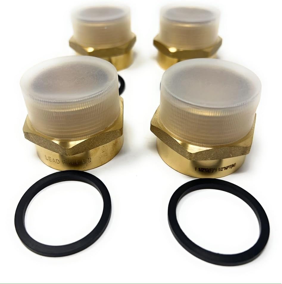 G Thread (British BSPP) Female to NPT Thread Male Pipe Fitting Adapter - Lead-Free Adapter (Four, 1 1/2 inch)